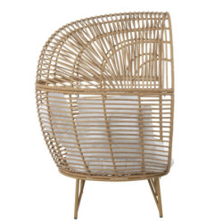 Béžové ratanové zahradní křeslo Lounge Beige Oval  - 115*110*148 cm