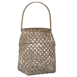 Přírodní bambusová lucerna s patinou Banno L  - 22*22*29cm