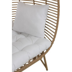 Béžové ratanové zahradní křeslo Lounge Beige Oval  - 115*110*148 cm