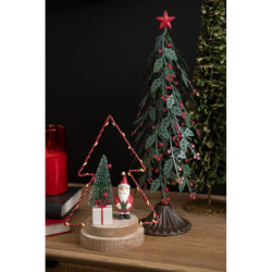 Zelený kovový vánoční stromek s listy a bobulemi cesmíny - Ø 12*40cm
