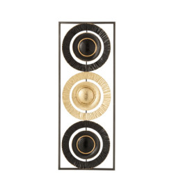 Nástěnná kovová černá dekorace Circles - 28*2*74cm