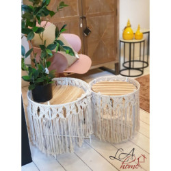 Kovový odkládací Boho stolek Macrame - Ø 43*45cm