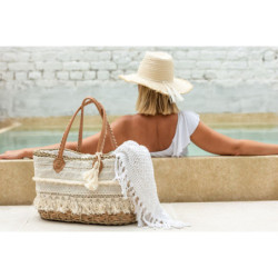 Plážová pletená taška se zdobnou krajkou Beach Bag Lace M - 42*22*27cm
