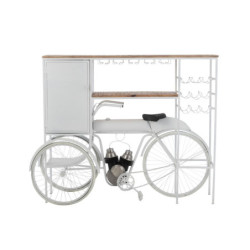 Bílý antik retro bar kolo na skleničky a 9lahví vína Bicycle - 173*64*119 cm