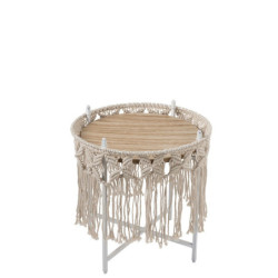 Kovový odkládací Boho stolek Ecru  - Ø 37*40cm