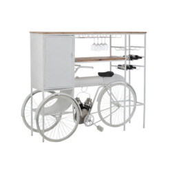 Bílý antik retro bar kolo na skleničky a 9lahví vína Bicycle - 173*64*119 cm