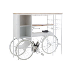 Bílý antik retro bar kolo na skleničky a 9lahví vína Bicycle - 173*64*119 cm