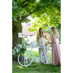Bílý antik retro bar/konzolový stolek Bicycle - 185*36*85 cm