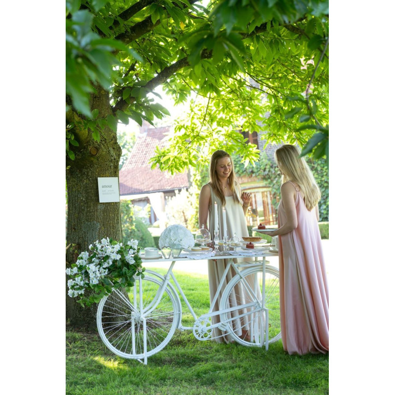 Bílý antik retro bar/konzolový stolek Bicycle - 185*36*85 cm