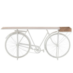 Bílý antik retro bar/konzolový stolek Bicycle - 185*36*85 cm