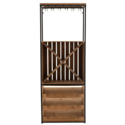 Černá kovovo-dřevěná barová skříň na skleničky a láhve vína Vine Cabinet - 60*30*160 cm