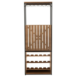 Černá kovovo-dřevěná barová skříň na skleničky a láhve vína Vine Cabinet - 60*30*160 cm