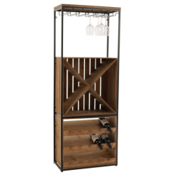 Černá kovovo-dřevěná barová skříň na skleničky a láhve vína Vine Cabinet - 60*30*160 cm