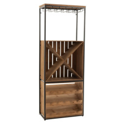 Černá kovovo-dřevěná barová skříň na skleničky a láhve vína Vine Cabinet - 60*30*160 cm