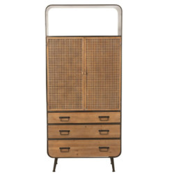 Černá kovovo-dřevěná skříň se šuplíky na nožičkách Closet High - 80*35*180 cm