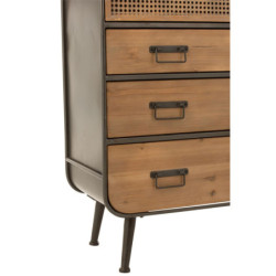 Černá kovovo-dřevěná skříň se šuplíky na nožičkách Closet High - 80*35*180 cm