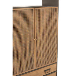 Černá kovovo-dřevěná skříň se šuplíky na nožičkách Closet High - 80*35*180 cm
