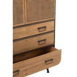 Černá kovovo-dřevěná skříň se šuplíky na nožičkách Closet High - 80*35*180 cm