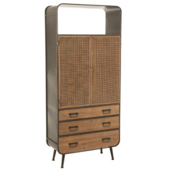 Černá kovovo-dřevěná skříň se šuplíky na nožičkách Closet High - 80*35*180 cm