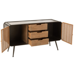 Černá kovovo-dřevěná komoda se šuplíky na nožičkách Closet High - 145*45*78 cm
