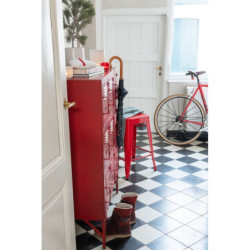 Červená antik kovová komoda s 9ti boxy na nožičkách Matal red - 86*41*114cm