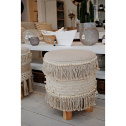 Stolička - podnožka Rond Ibiza Creme  - Ø 35 * 40 cm