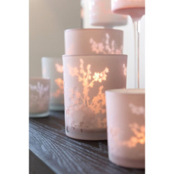 2ks růžový a modrý skleněný svícen na čajovou svíčku Sakura - Ø 7*8 cm