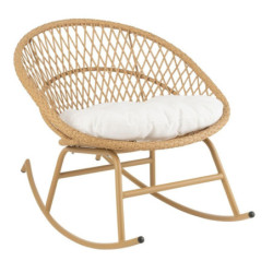Béžové ratanové zahradní houpací křeslo Zayo Beige - 118*82*78 cm