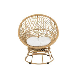 Béžové ratanové zahradní točící křeslo Zayo Beige - 88*92*100cm