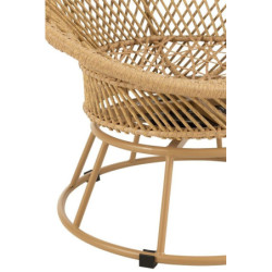 Béžové ratanové zahradní točící křeslo Zayo Beige - 88*92*100cm