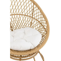 Béžové ratanové zahradní točící křeslo Zayo Beige - 88*92*100cm