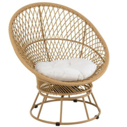 Béžové ratanové zahradní točící křeslo Zayo Beige - 88*92*100cm