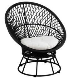 Černé ratanové zahradní točící křeslo Zayo Black - 88*92*100cm