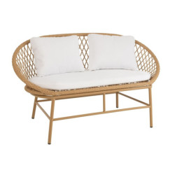 Béžová ratanová zahradní dvojsedačka Zayo Beige - 129*61*81cm