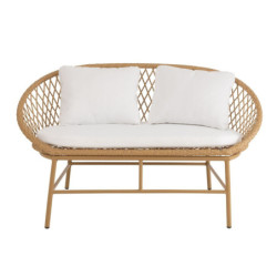 Béžová ratanová zahradní dvojsedačka Zayo Beige - 129*61*81cm