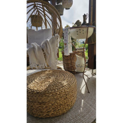 Závěsné béžové zahradní ratanové křeslo Lounge Beige -119*110*193 cm