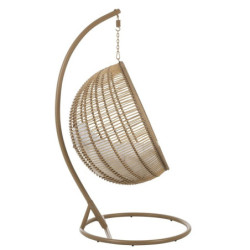 Závěsné béžové zahradní ratanové křeslo Lounge Beige -119*110*193 cm
