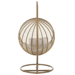 Závěsné béžové zahradní ratanové křeslo Lounge Beige -119*110*193 cm