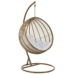 Závěsné béžové zahradní ratanové křeslo Lounge Beige -119*110*193 cm