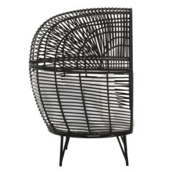Černé ratanové zahradní křeslo Lounge Black Oval - 115*110*148 cm