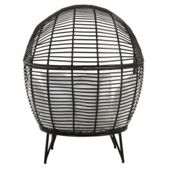 Černé ratanové zahradní křeslo Lounge Black Oval - 115*110*148 cm