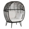 Černé ratanové zahradní křeslo Lounge Black Oval - 115*110*148 cm