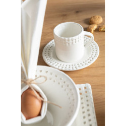 Bílý keramický šálek s podšálkem Hella White - 14*14*9 cm