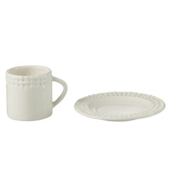 Bílý keramický šálek s podšálkem Hella White - 14*14*9 cm