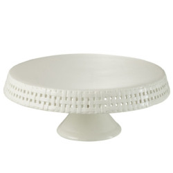Bílý keramický podnos na noze Hella White L - Ø 34*14cm