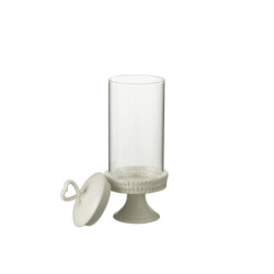 Bílá keramická dóza na noze s víkem Hella White M - Ø 11*31cm
