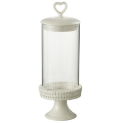 Bílá keramická dóza na noze s víkem Hella White M - Ø 11*31cm