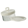 Bílý keramický servírovací podnos s poklopem Hella White - Ø16*13 cm