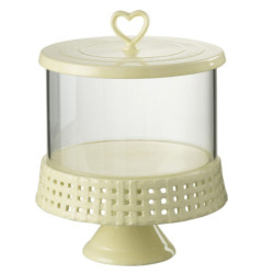 Žlutá keramická dóza na noze s víkem Hella Yellow L - Ø 21*31cm
