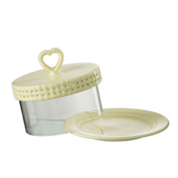 Žlutý keramický servírovací podnos s poklopem Hella Yellow - Ø16*13 cm